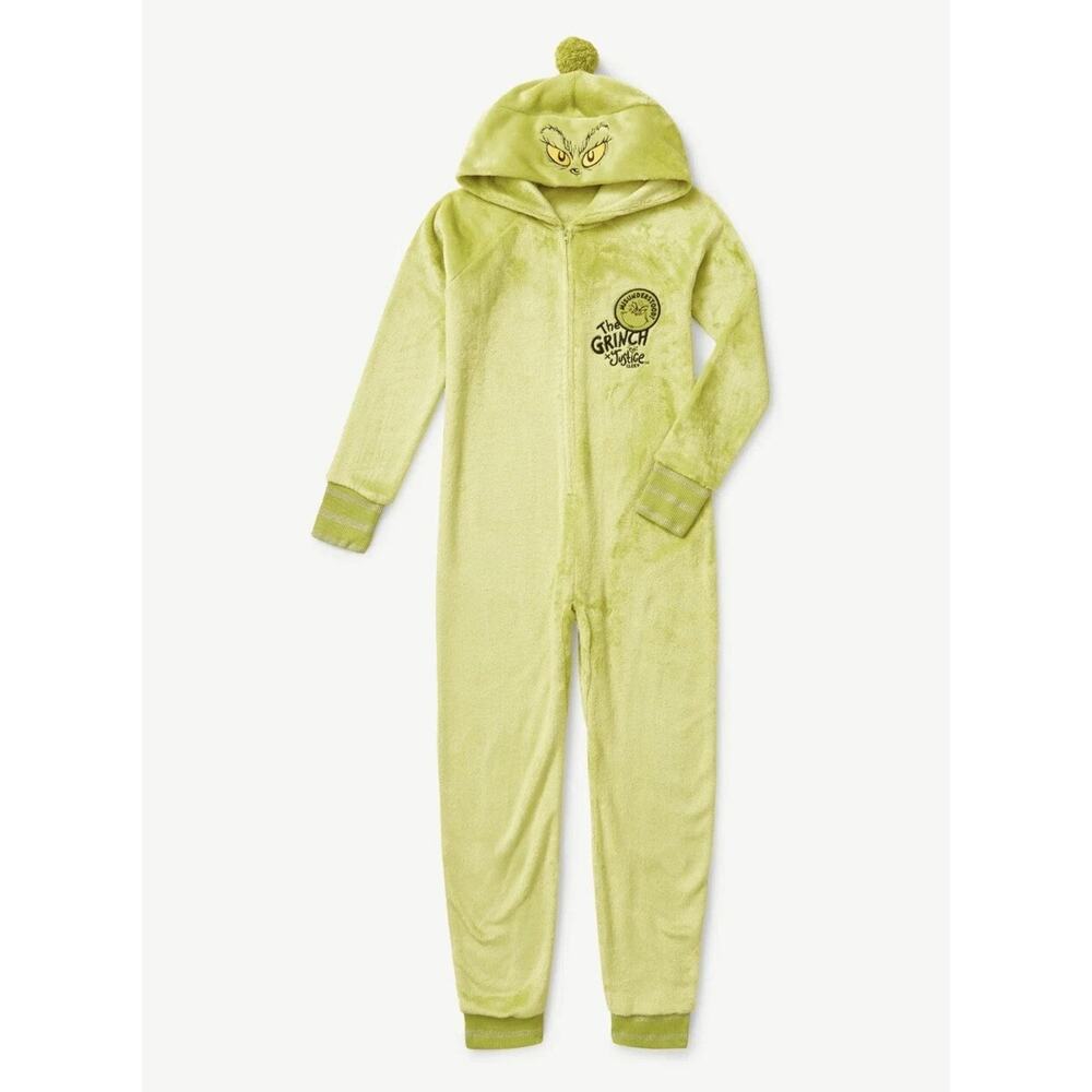 The Grinch x Justice One Piece Pajamas PJ Size 12-14 Girls Christmas Costume Kid - Picture 3 of 16